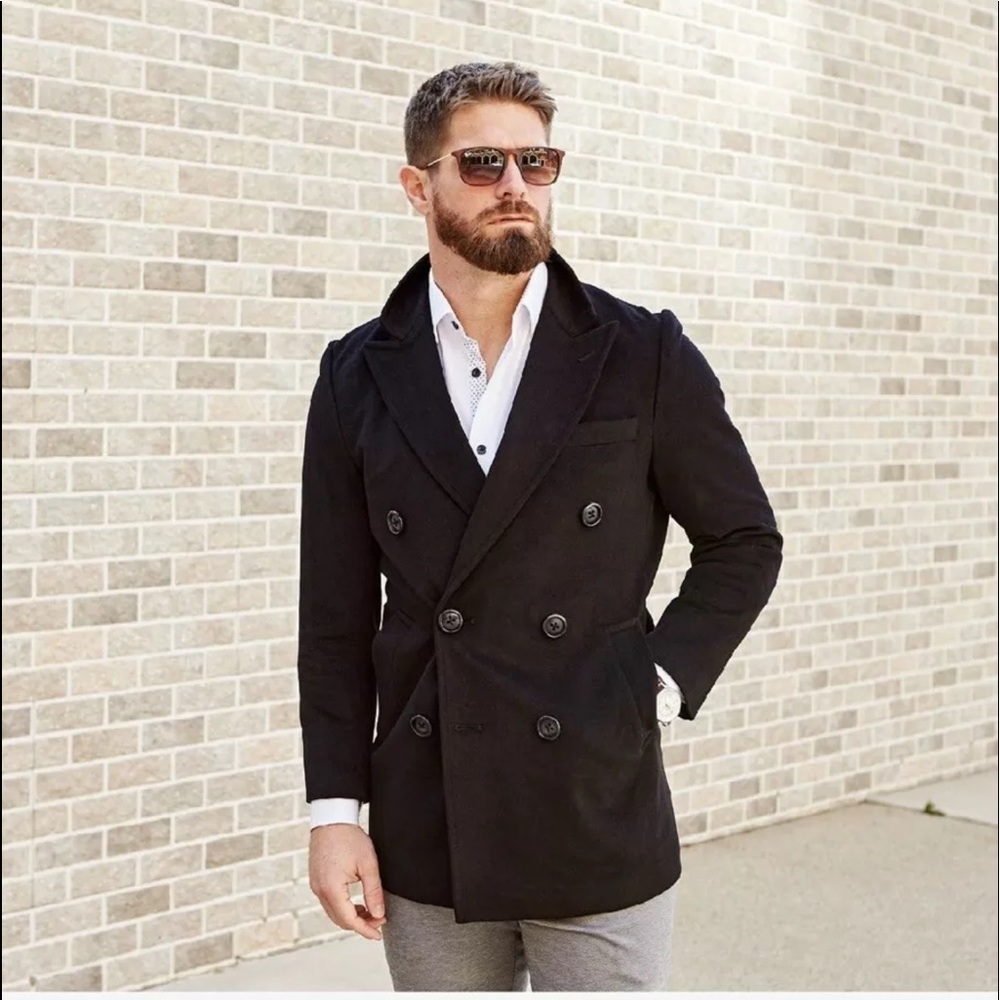 State And Liberty Black Double Breasted Peacoat